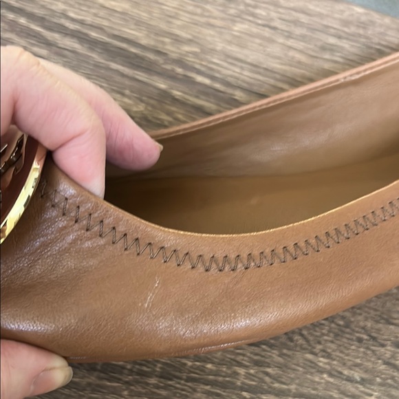 Tory Burch Minnie Travel Leather Ballet Flats in Camel - Picture 10 of 10